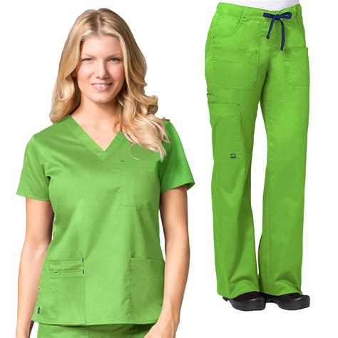 Maevn Blossom 3 Pocket V Neck Scrub Top Utility Pocket Cargo Scrub