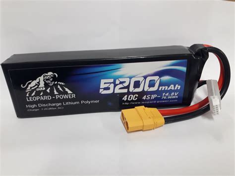 Leopard Power 4s 14 8v 5200mah 40c XT90 Lipo Battery Hobby Hangar