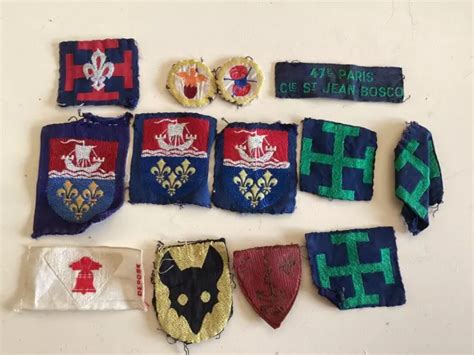 Scouts Lot Insignes Tissus Ecussons Patch Scouts De France Ancien Eur