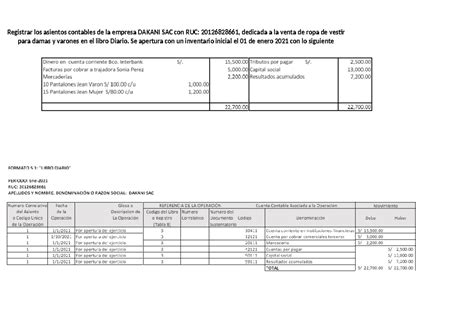 Fffffff Redacción de textos Registrar los asientos contables de la