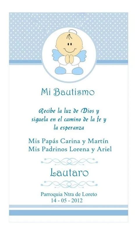 Tarjetas De Bautismo Estampitas Bautismo Tarjeta Invitacion