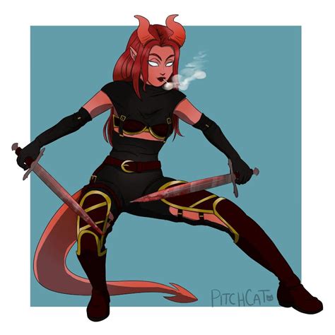 [art] Commission Tiefling Rogue R Dnd