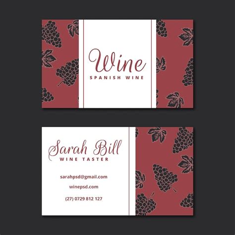 Free Vector Business Card Template With Wine Pattern