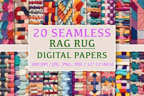 20 Seamless Rag Rug Patterns Graphic by NordicDesign · Creative Fabrica