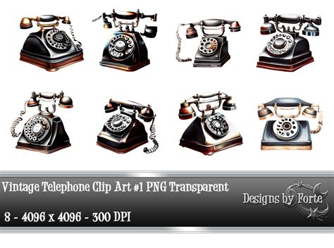 Vintage Telephone Clip Art #1 Graphic by Heidi Vargas-Smith · Creative ...