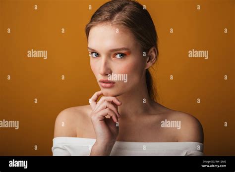 Close Up Beauty Portrait Of A Beautiful Sensual Young Woman Isolated