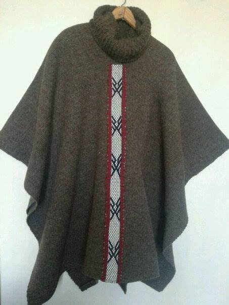 Poncho Hombre Tejido En Telar Tradicional Color Caf Chocolate Con Lana