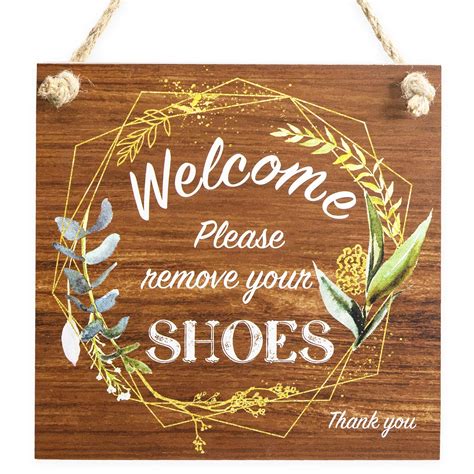 Buy Please Remove Your Shoes Sign X Decorative Wood Welcome Sign