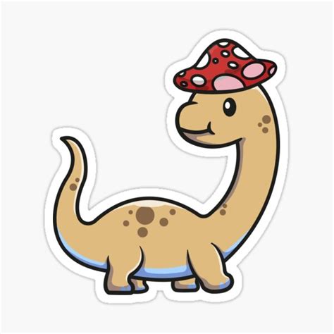 Simple Red And White Mushroom Hat Yellow Brontosaurus Dinosaur