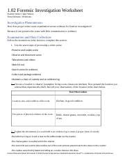 Forensic Investigation Worksheet Docx Forensic Investigation