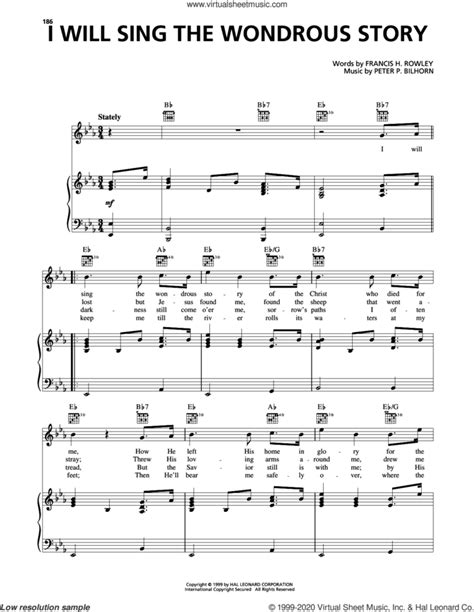 I Will Sing The Wondrous Story Sheet Music For Voice Piano Or Guitar