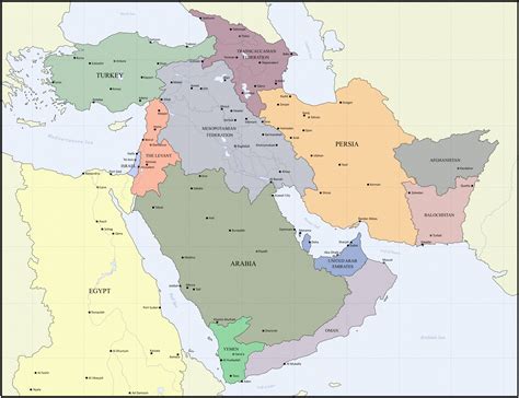 Middle East Map With Borders - United States Map