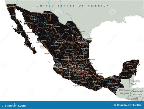 Detailed Mexico Map With Infographic Elements Cartoon Vector