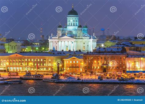 Winter Night Scenery Of Helsinki, Finland Stock Photo - Image: 28249500