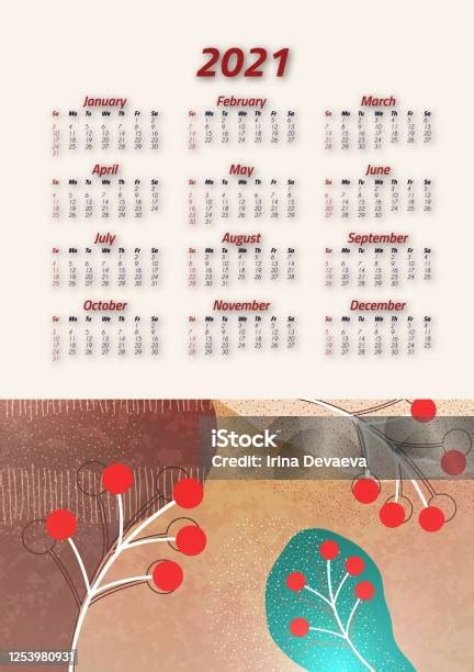 Creative Art Calendar 2021 12 Months Bright Design Flyer Brochure