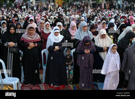 Ciudad De Gaza Palestina 10th De Julio De 2022 Las Mujeres Y Los Niños Palestinos Realizan