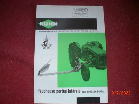 Ancien Prospectus Publicitaire Faucheuse Laterale Kuhn Fordson Dexta