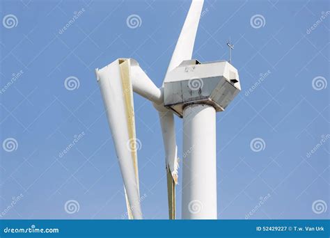 Wind Turbine With Broken Wings After A Heavy Storm In The Netherlands