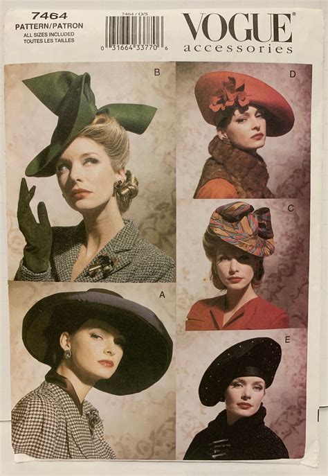 Rare Retro Vogue 7464 30s And 40s Historical Vintage Fascinator Hats