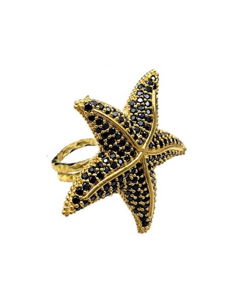 Anillos Mujer Negros De Bonita Estrellita De Mar Con Original Y