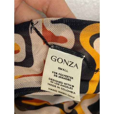 Gonza Twist Front Swim Bikini Top Semi Sheer Swimwear Abstract Pattern Deia Sz S EBay
