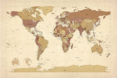 Political Map Of The World Map Digital Art By Michael Tompsett Fine