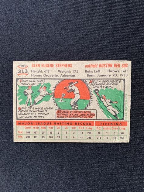 1956 Topps Baseball Card 313 Gene Stephens High Number EBay