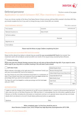 Fillable Online Additional Voluntary Contribution Plan Fax Email Print