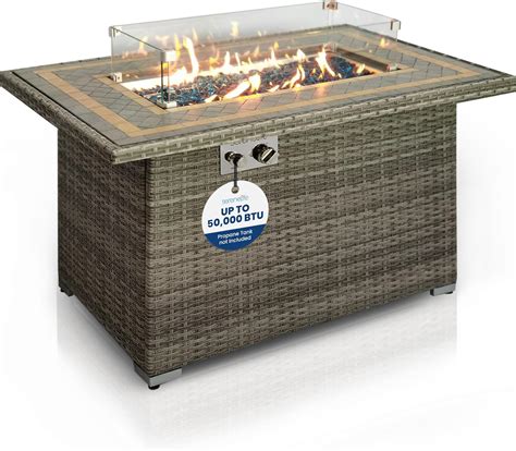 Amazon SereneLife Outdoor Propane Fire Pit Table 50 000 BTU Auto