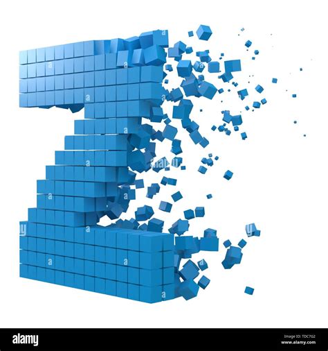 Letter Z Shaped Data Block Version With Blue Cubes 3d Pixel Style