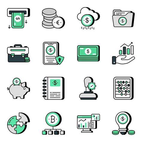 Pack De Iconos Planos De Finanzas Vector Premium