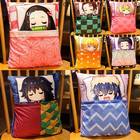 Anime Plush Stuffed Cushion Cute Pillow Demon Slayer Manga Doll Kimetsu