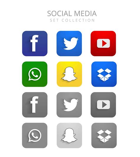 Beautiful Colorful Social Media Icons Set Vector Vector Art At