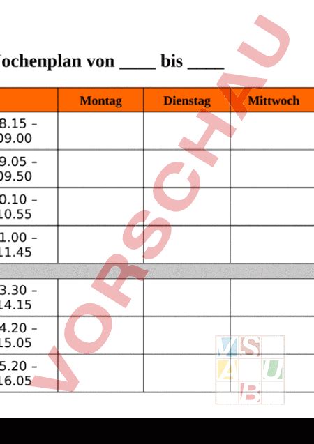 Arbeitsblatt Wochen Bersicht Administration Methodik