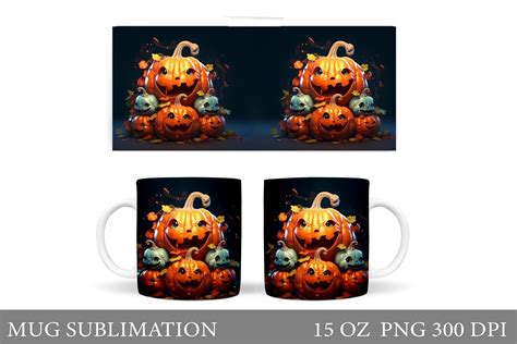 Scary Pumpkins Hallowen Mug Wrap Design Graphic By Shishkovaiv · Creative Fabrica