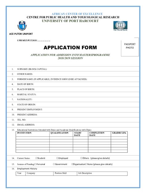 Fillable Online Masters Application Form Fax Email Print Pdffiller