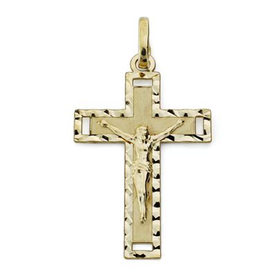 Cruz Plana Tallada Con Cristo Oro 18k Joyeria Class