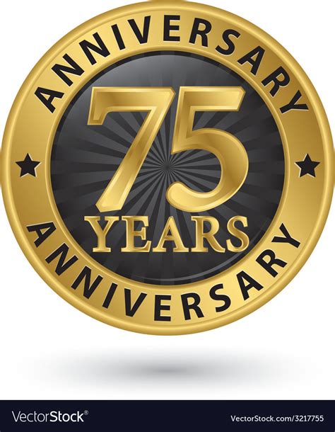 75 years anniversary gold label Royalty Free Vector Image