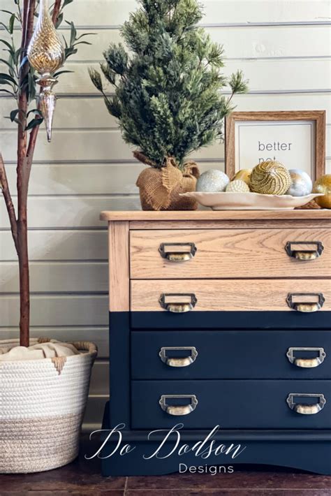 Modern Two Toned Black And Wood Dresser Makeover Do Dodson Designs