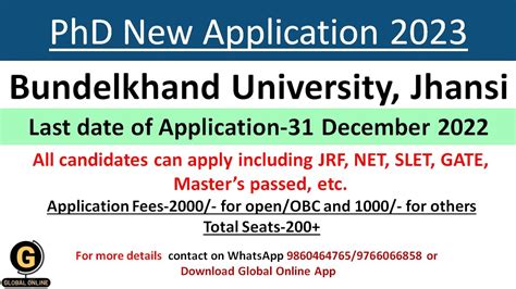 New Phd Application Form At Bundelkhand University Jhansi New Phd