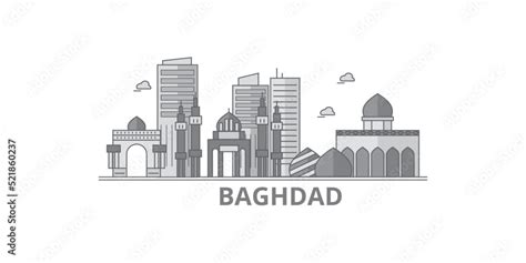 Iraq Baghdad City Skyline Isolated Vector Illustration Icons Stock