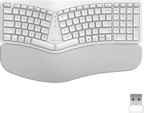 Delux Wireless Ergonomic Split Keyboard With Backlit And Palm Rest For