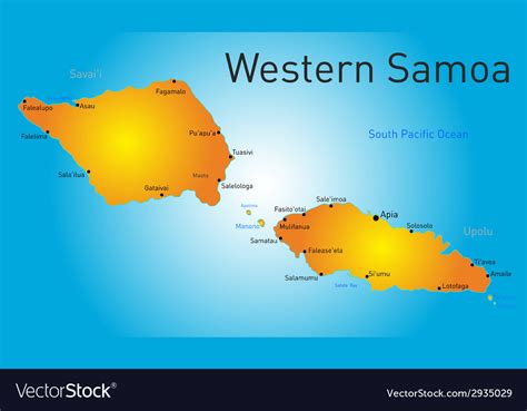 Western samoa map Royalty Free Vector Image - VectorStock