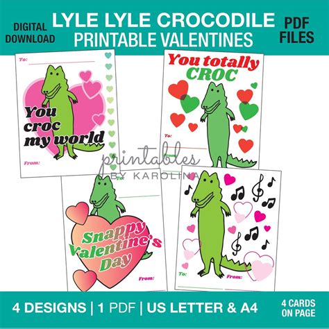 Lyle Lyle Crocodile Valentines Printable Cards Lyle Crocodile Digital