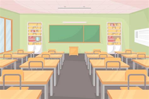 School Classroom Flat Color Vector Illustration 5281253 Vector Art At Vecteezy