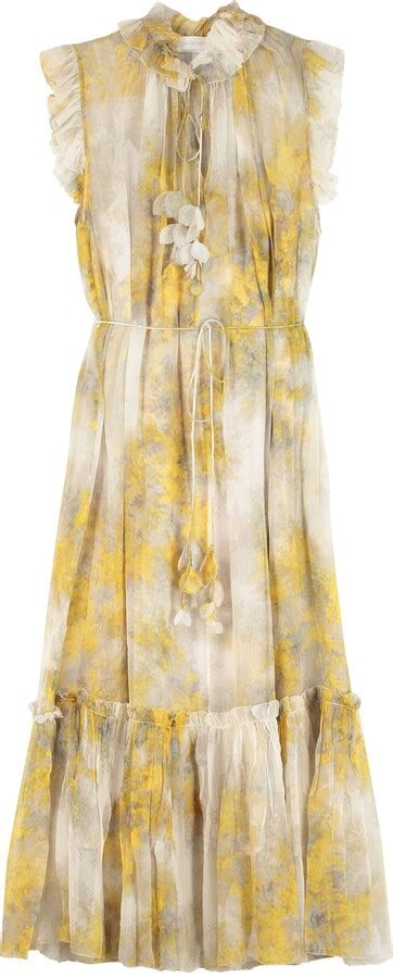 Zimmermann Floral Print Silk Midi Dress Shopstyle