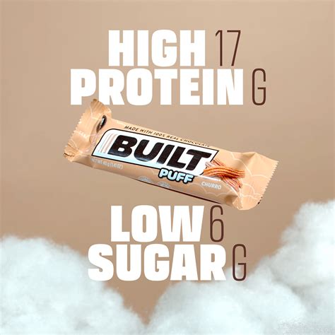 Built Puff Protein Bar Collagen Gluten Free Low Sugar Churro 12 Bar Box