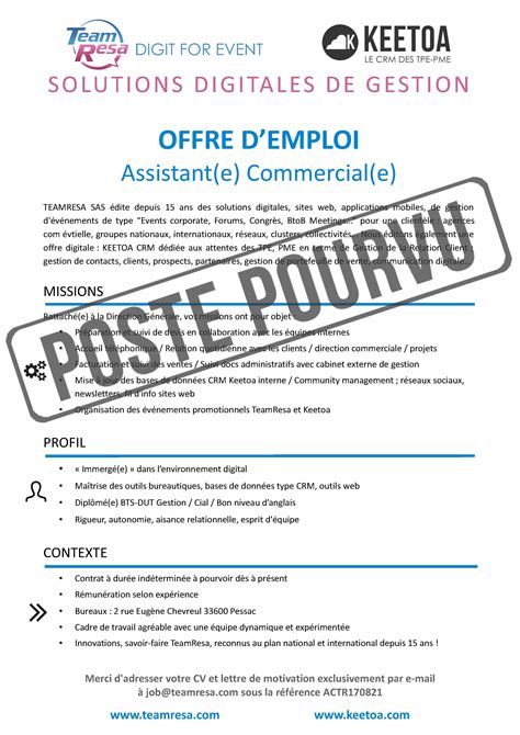 TeamResa Recherche Un E Assistant E Commercial E