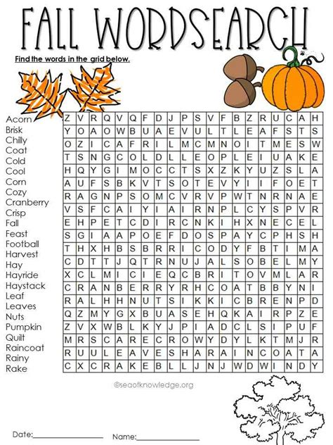 Free Printable Fall Word Searches Word Search Maker