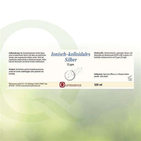 Ionisch Kolloidales Silber Ppm Von Quintessence Ml Shop Apotheke